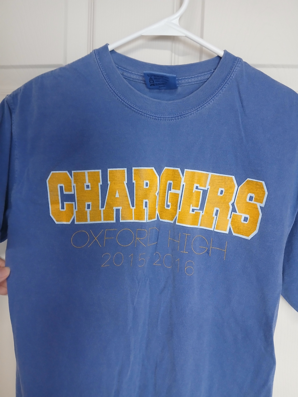 Comfort Colors Blue Tee with Gold Chargers Graphic